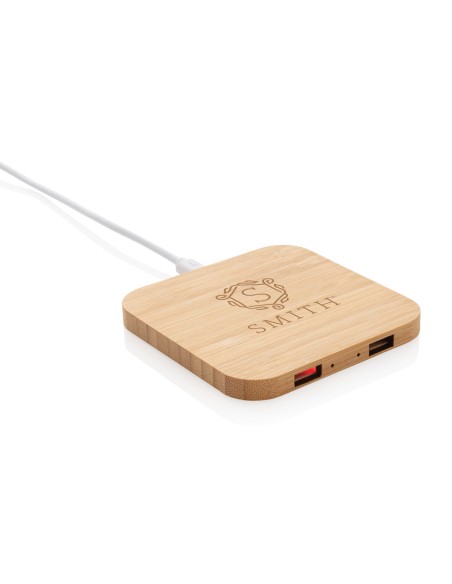 Caricatore wireless 5W in bambù con USB